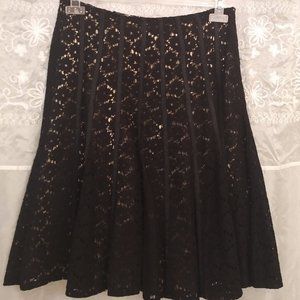 NWOT Femme de Carriere Black & Gold Lace Skirt, Fit & Flare, S